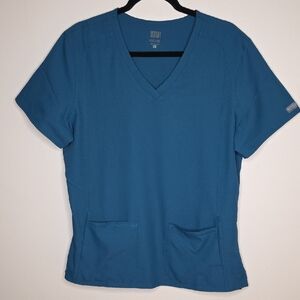 Insight Teal V-Neck Short Sleeve Scrub Top Size LARGE